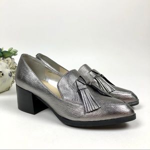 Marc Fisher Loafer Phylicia Block Heel Pewter 7.5M